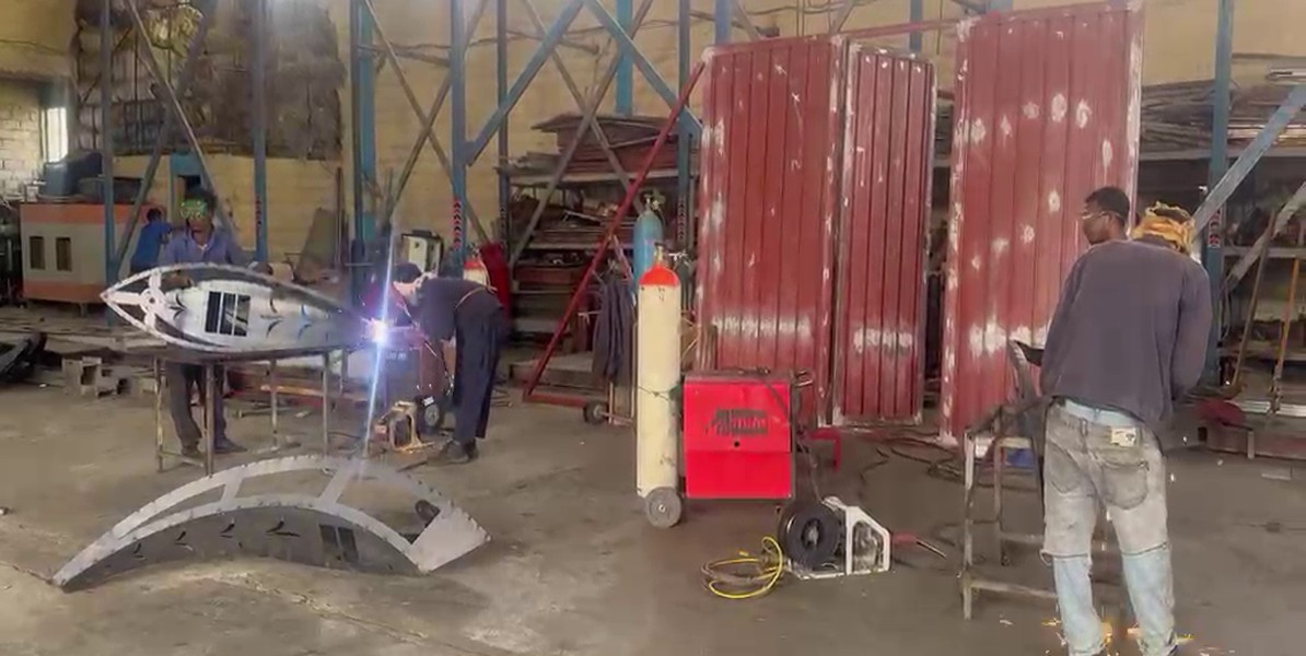 Street-light fabrication in KGM workshop
